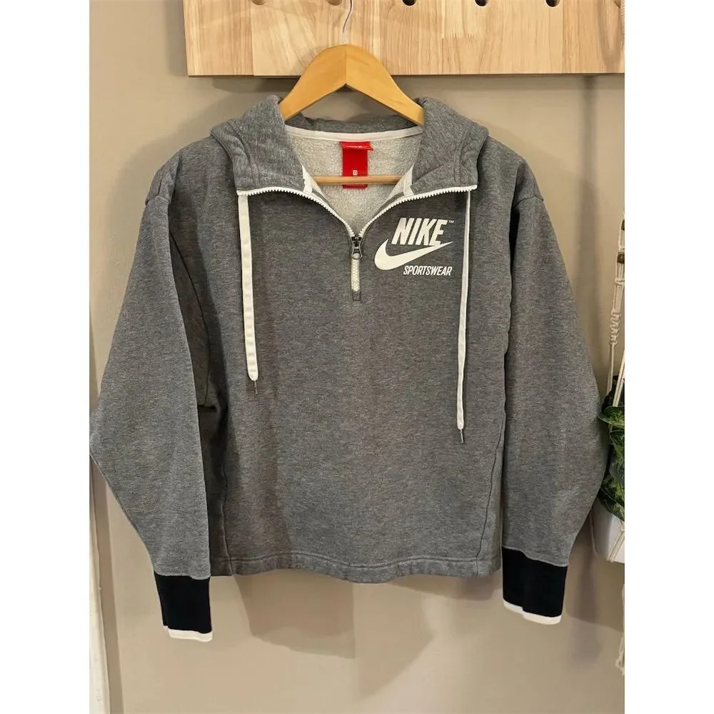 Nike Women's XS Gray 1/4 Zip Pullover Hoodie Casual Long‎ Sleeve